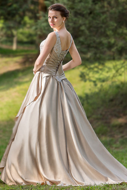 Robe de Soirée Satin Éclat Doré - gallery 3