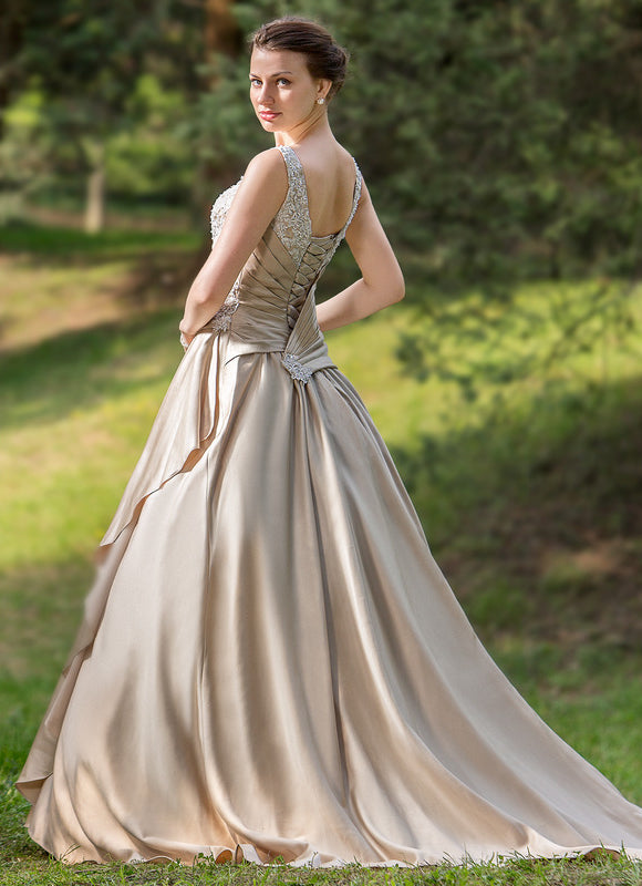 Robe de Soirée Satin Éclat Doré - gallery 3