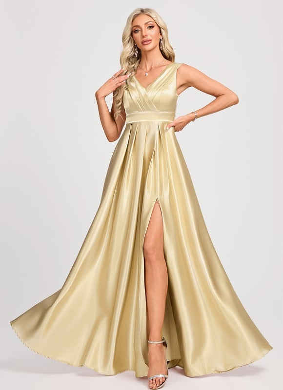 Robe de Soirée Dorée Fluide