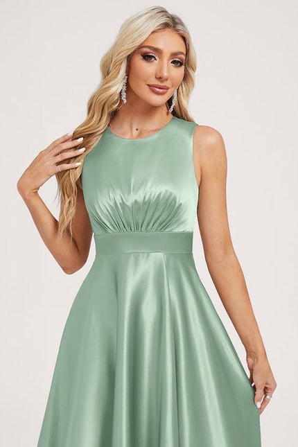 Robe de Soirée Vert Satiné Élégance - gallery 1
