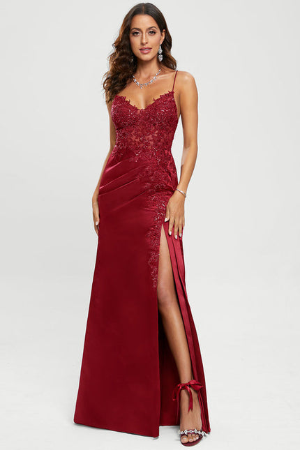 Robe de Soirée Satin Rubis Élancé