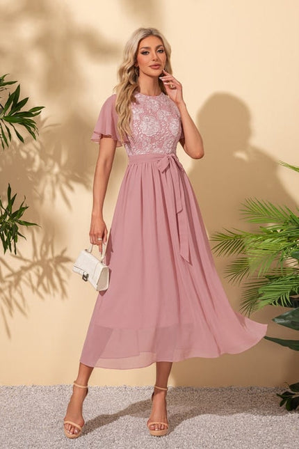 Robe de Soirée Rosée Éthérée