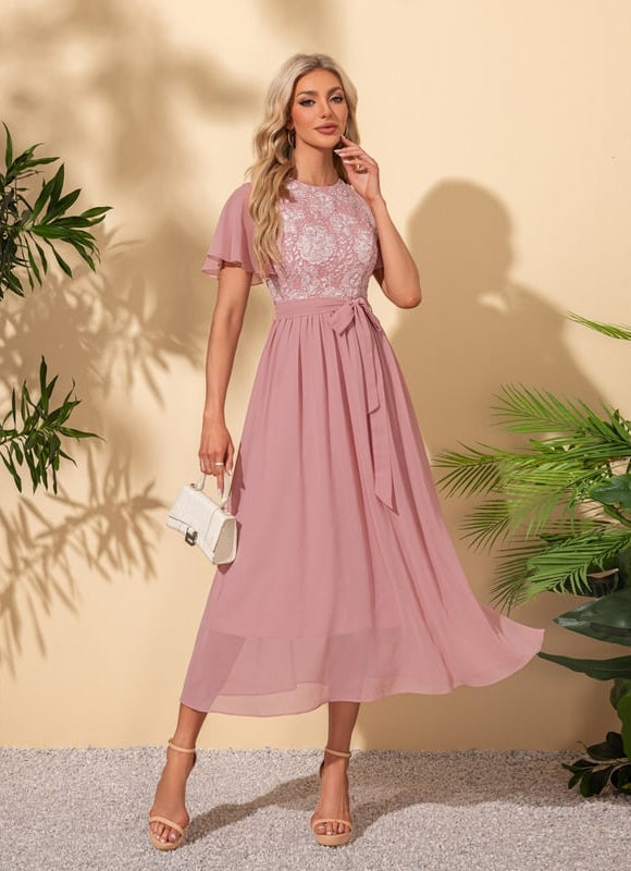 Robe de Soirée Rosée Éthérée