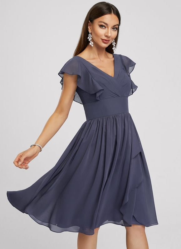Robe De Soirée Mousseline Rouge - gallery 3