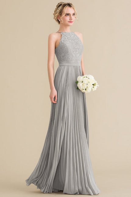 Robe de Soirée Gris Éthéré Plissé - gallery 2