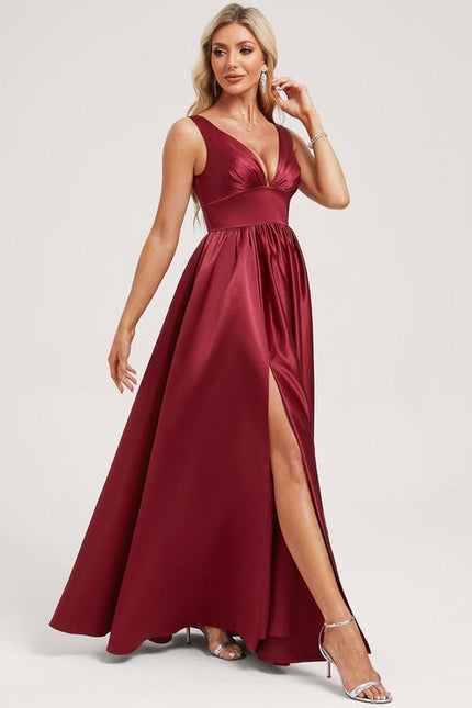 Robe de Soirée Satin Mauve Élégant - gallery 1