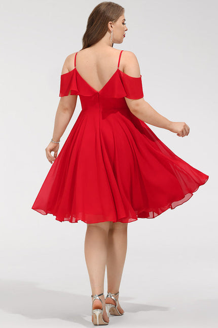 Robe De Soirée Mousseline Rouge - gallery 7