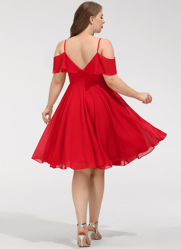 Robe De Soirée Mousseline Rouge - gallery 7