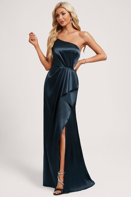 Robe de Soirée Bleu Satiné Élégant - gallery 2