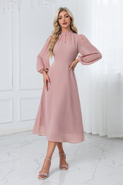 Robe de Soirée Midi Rose Poudré - gallery 6