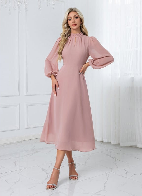 Robe de Soirée Midi Rose Poudré - gallery 6