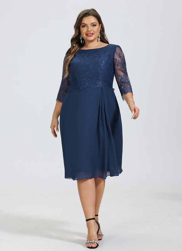 Robe de Soirée Longue Bleu Dentelle Mousseline - gallery 8
