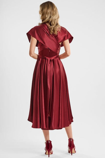 Robe de Soirée Rouge Satiné Moderne - gallery 4