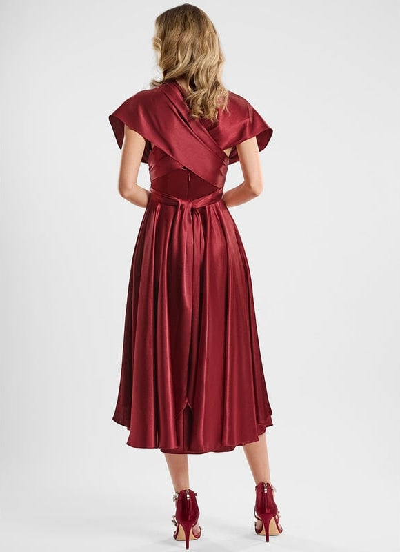 Robe de Soirée Rouge Satiné Moderne - gallery 4