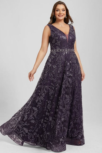 Robe de Soirée Violet Éclat Floral - gallery 7