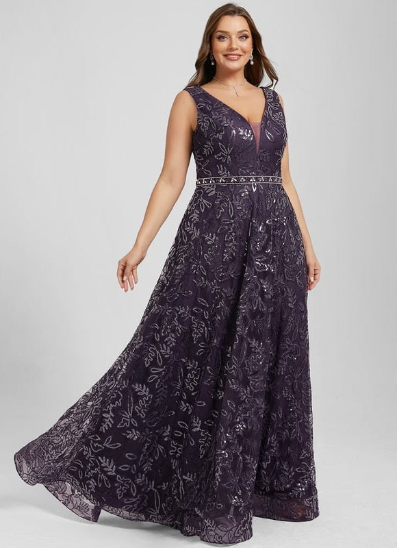 Robe de Soirée Violet Éclat Floral - gallery 7