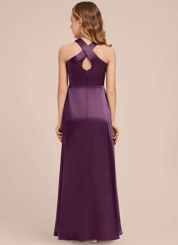 Robe de Soirée Violet Satiné Chic - gallery 4