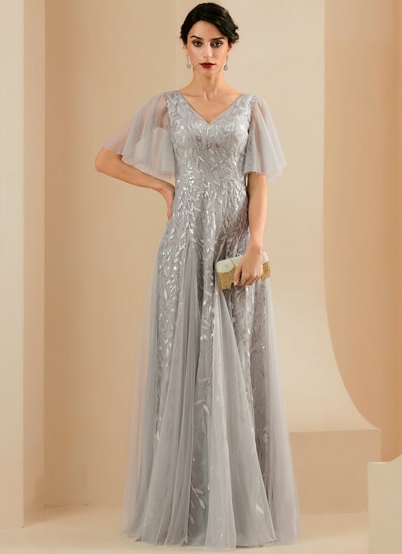 Robe de Soirée Grise Éthérée - gallery 1
