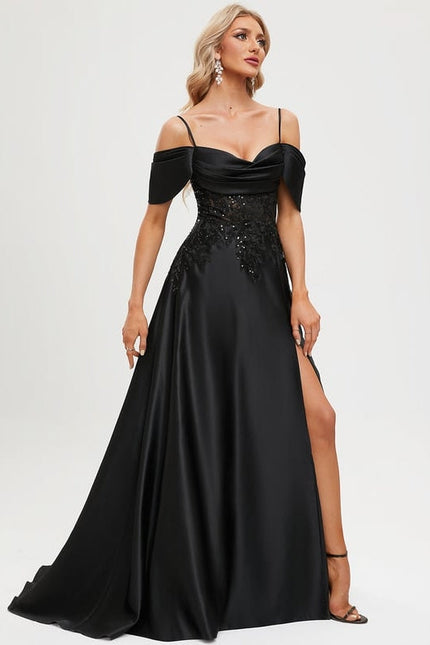 Robe de Soirée Noir Satin Glamour - gallery 7