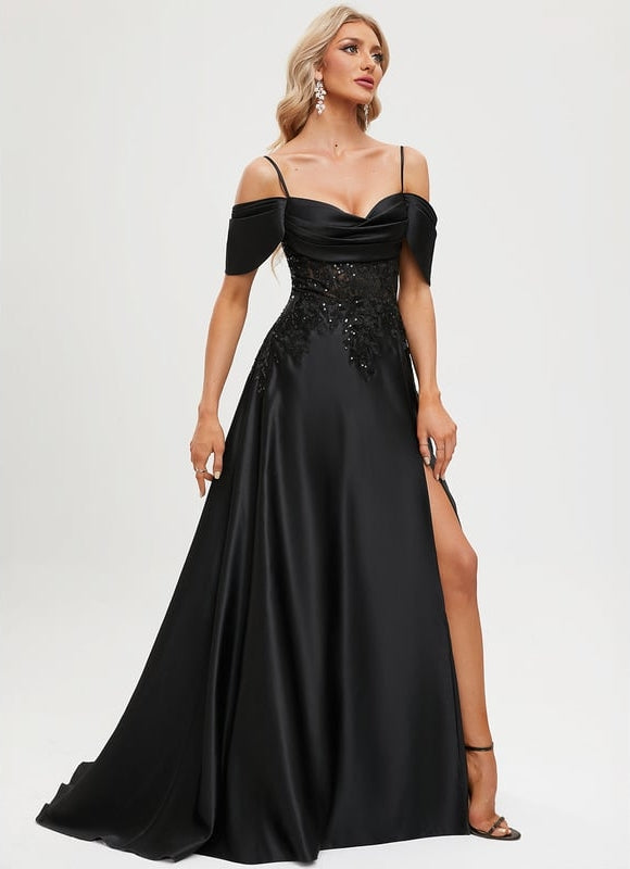 Robe de Soirée Noir Satin Glamour - gallery 7