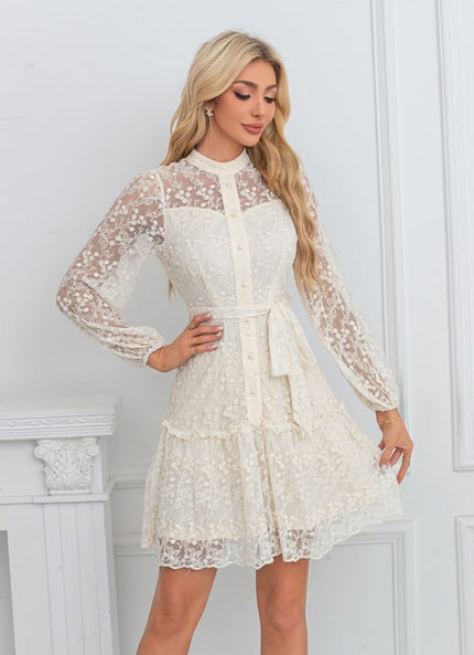 Robe de Soirée Dentelle Écrue