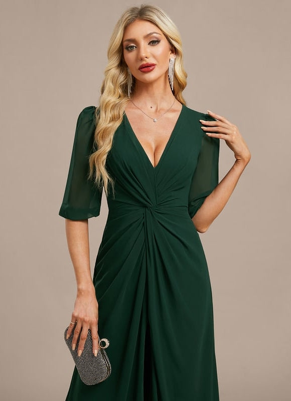Robe de Soirée Fluide Émeraude - gallery 1