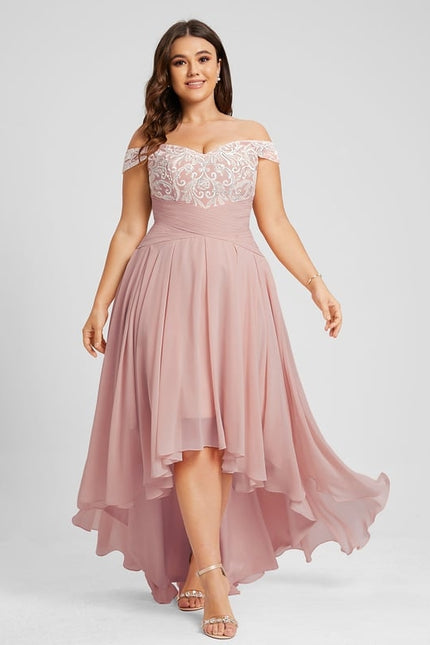 Robe de Soirée Chic Volant Rosé - gallery 9