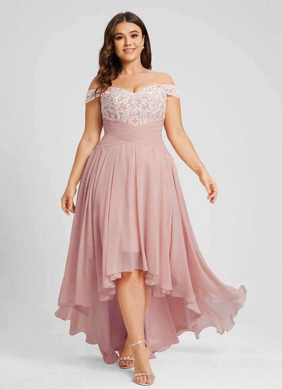 Robe de Soirée Chic Volant Rosé - gallery 9