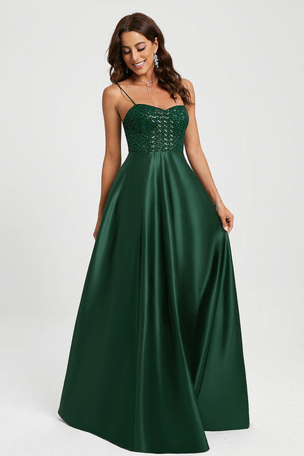 Robe de Soirée Élégance Émeraude Satinée - gallery 1