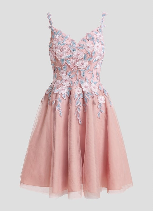 Robe de Soirée Fleurie Rosée