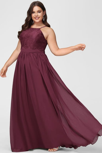 Robe de Soirée Bordeaux Dentelle Élégante - gallery 7