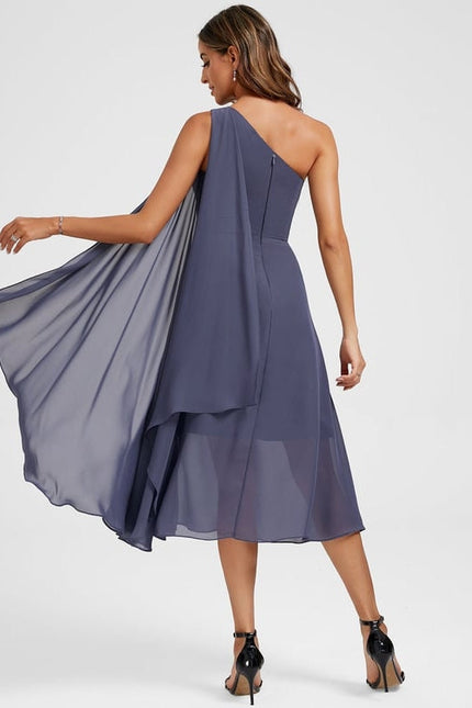 Robe de Soirée Asymétrique Marine - gallery 5