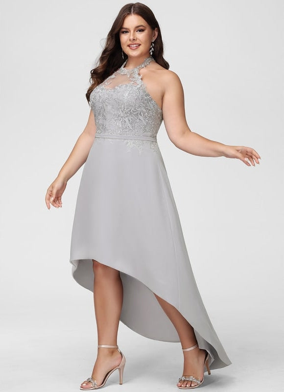 Robe de Soirée Élégance Grise Aérienne - gallery 6