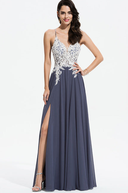 Robe Longue Vert Mousseuline Élégante Soirée