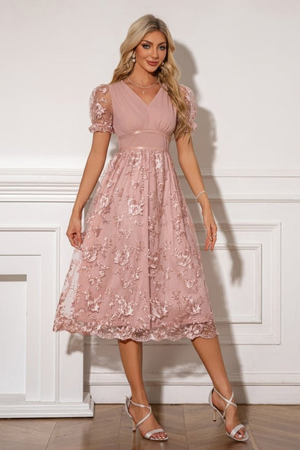 Robe de Soirée Florale Rose - gallery 4