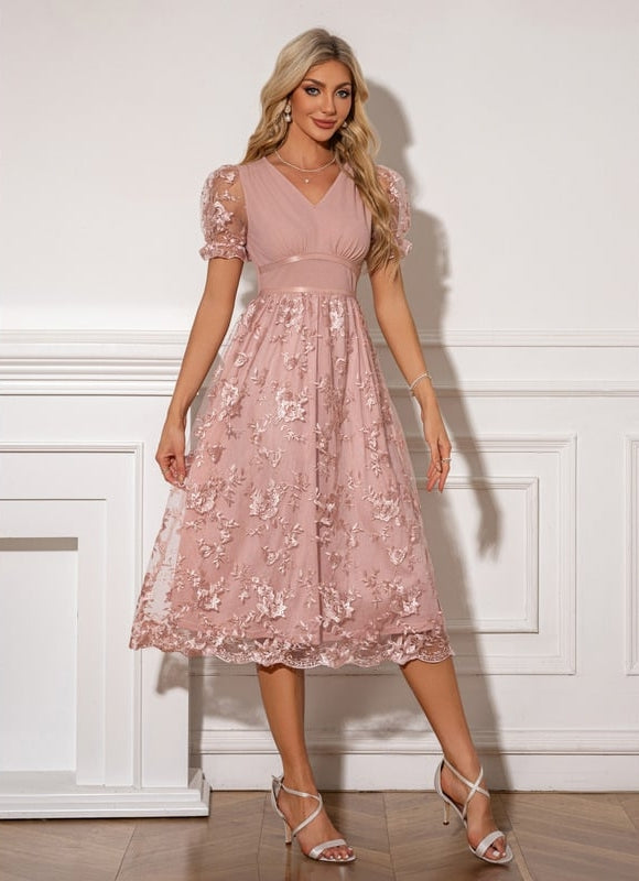 Robe de Soirée Florale Rose - gallery 4