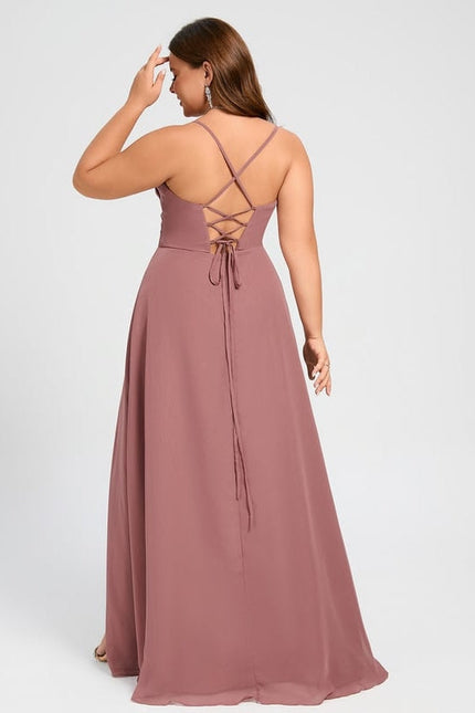 Robe de Soirée Mousseline Beige - gallery 7