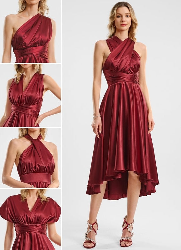 Robe de Soirée Rouge Satiné Moderne