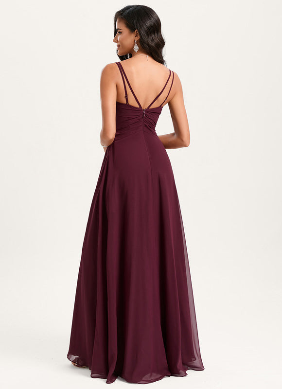 Robe de Soirée Mousseline Beige - gallery 4