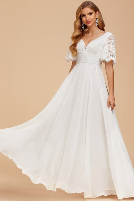 Robe de Soirée Vaporeuse Écrue
