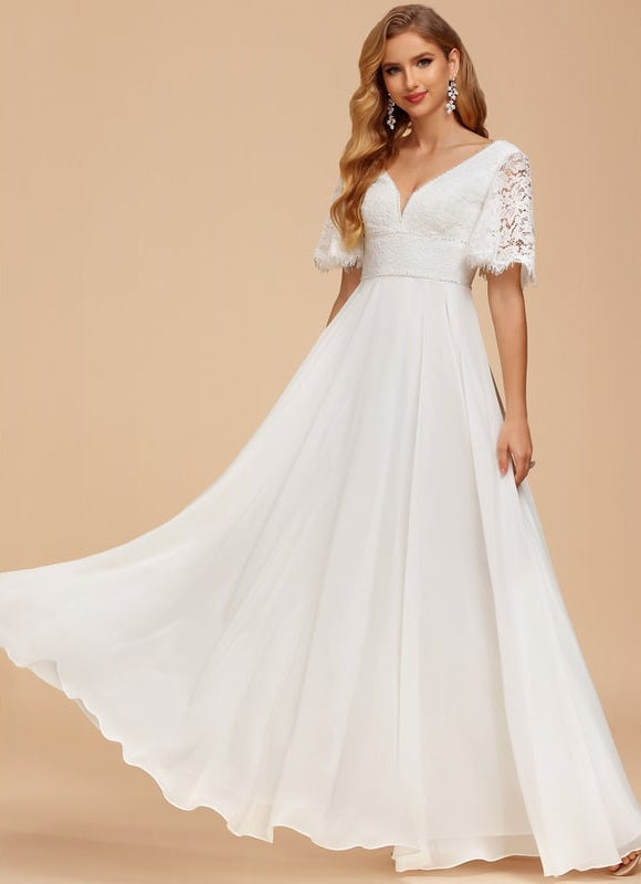 Robe de Soirée Vaporeuse Écrue