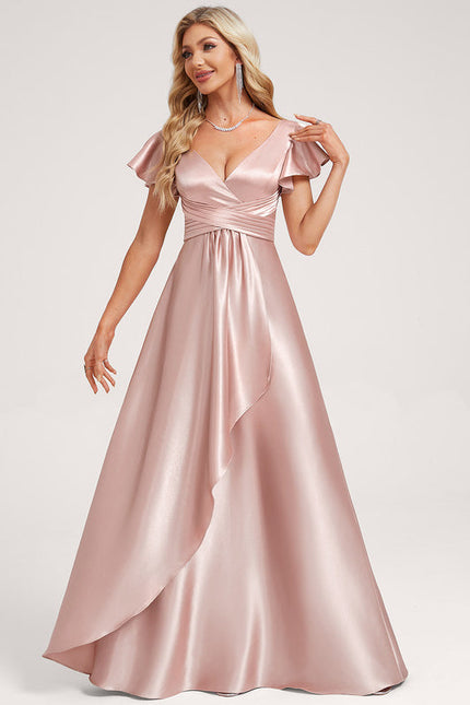 Robe de Soirée Satin Vert Pâle - gallery 1