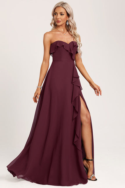Robe de Soirée Élégance Vin Rouge - gallery 2
