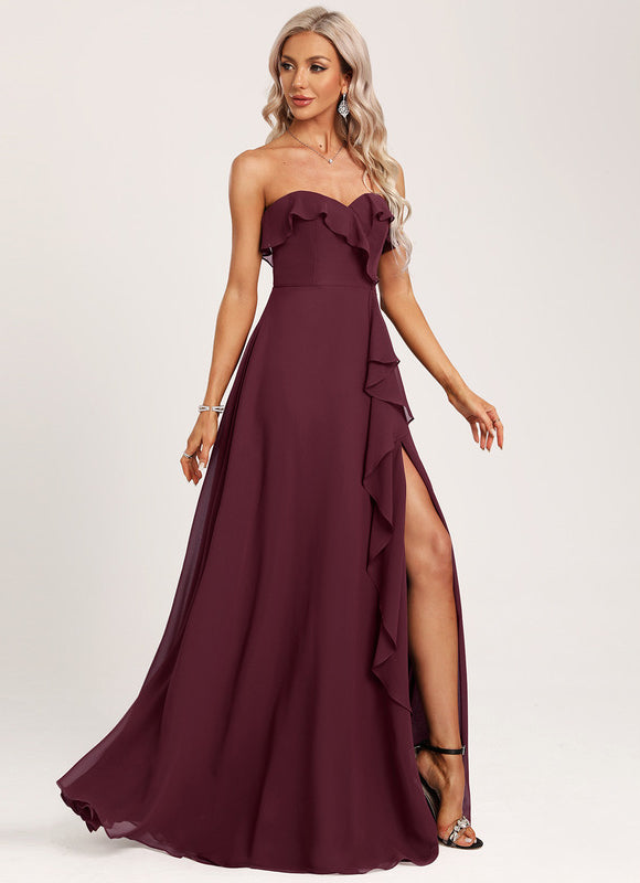 Robe de Soirée Élégance Vin Rouge - gallery 2