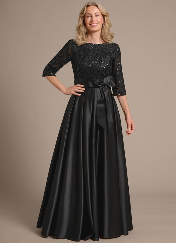 Robe De Soirée Soie Et Dentelle - gallery 1