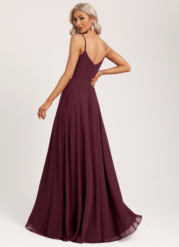 Robe de Soirée Mousseline Beige - gallery 6
