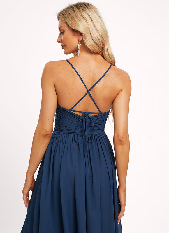 Robe de Soirée Mousseline Beige - gallery 1