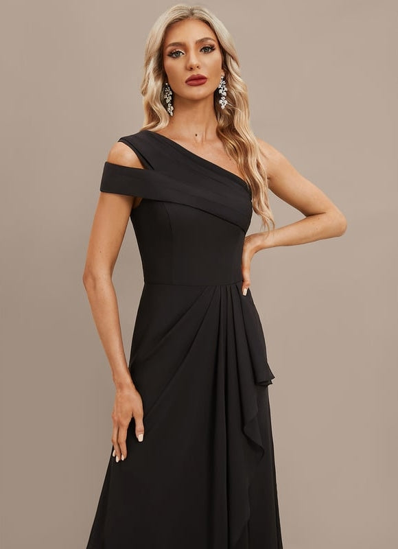 Robe de Soirée Satin Noir Élancé - gallery 1