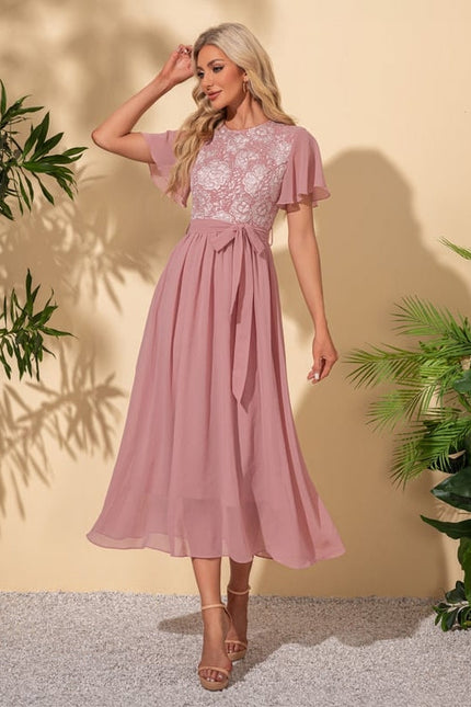 Robe de Soirée Rosée Éthérée - gallery 4