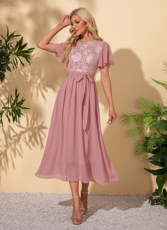 Robe de Soirée Rosée Éthérée - gallery 4